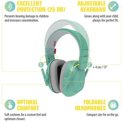 ALPINE HEARING PROTECTION Muffy Earmuffs for Kids 3-16 Adjustable Noise Reduction Headphones - Mint image 2