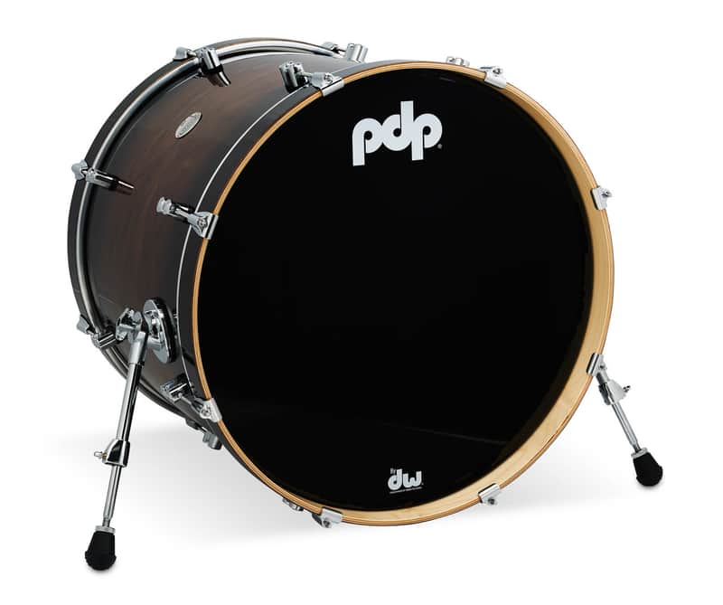 PDP Concept Series Maple Exotic Bass Drum, 18x22, Walnut to Charcoal Burst w/Chrome Hardware image 1