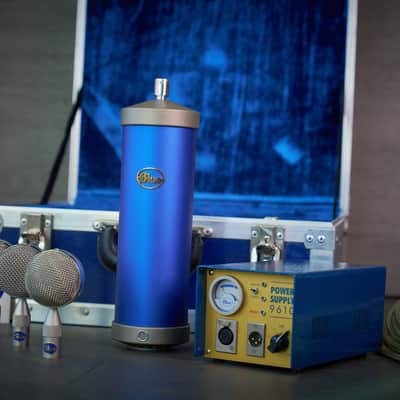 Rare Vintage Early Blue Bottle Tube Condenser Microphone Set image 2