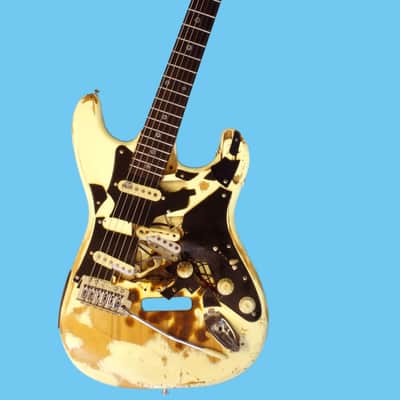 End of the Road Stratocaster in Arctic White -looks smashed but plays perfectly image 1