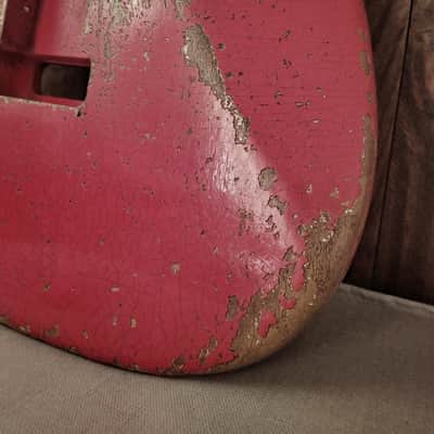 #202624 :: Baldman's Relic Stratocaster body in Heavy Relic Hot Rod Red nitro finish :: Roadworn Aged image 12