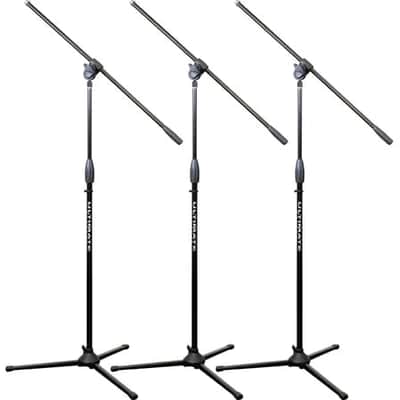 Ultimate Support MC-40B Pro 3-Pack Classic Series Microphone Stand with Three-way Adjustable Boom Arm and Stable Tripod Base image 1