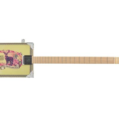 Electric Cigar Box Guitar Deer Crossing 3 String - Left Hand image 2