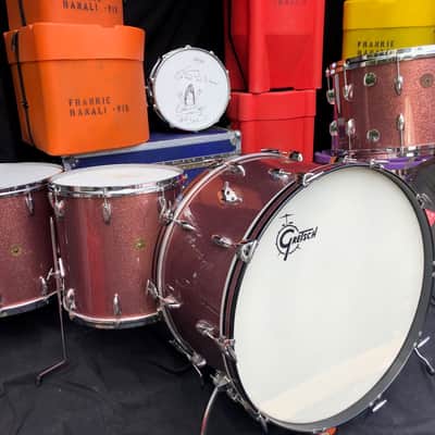 Quiet Riot - Frankie Banali's 1970s Gretsch Burgundy Sparkle "Bonham" 14/16/18/26 AUTHENTICATED image 1