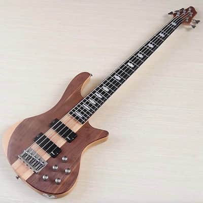 Hickory Wood Top Custom 5 String Electric Bass, Ash Body, Maple Neck Through, 24 Frets Fingerboard image 2