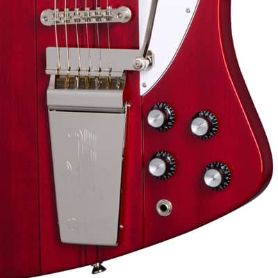 Epiphone  "Inspired by Gibson Custom Shop" 1963 Firebird V Guitar w/ Gibson USA Pickups Maestro Vibrola and Hard Case - Ember Red image 4