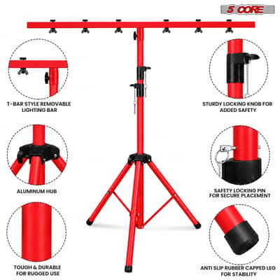 5 Core Light Stand T Bar Adjustable Tripod lighting Holder DJ Equipment image 8