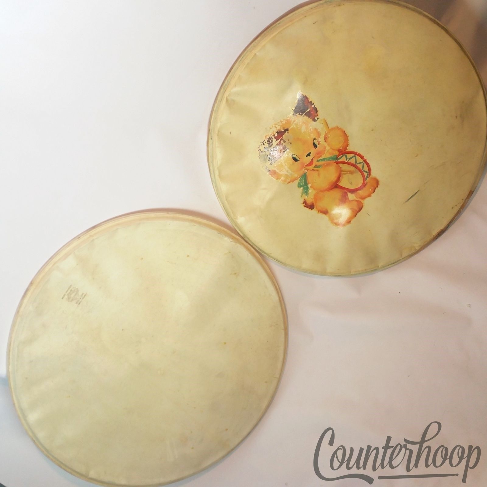 Leedy 2x 26" Calf Skin Bass Drum Heads Calfskin Vintage 40s USA Early American* — main photograph
