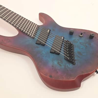 Agile Fan Fret 8 String Electric Guitar INTREPID PRO 82528 EB CA BLUE PURPLE BURL image 3