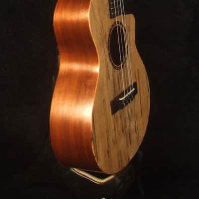 Handmade Baritone Ukulele, Solid Spalted Maple, Spalted Rosewood Cutaway, 4 String, Soft-bag, Bruce Wei UC19-2004 image 3