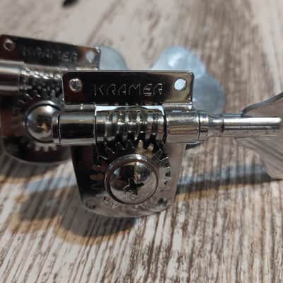 Kramer Logo 1980s Chrome 4 in Line Vintage Style Bass Tuners image 3