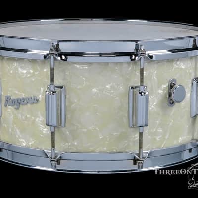1967 Rogers Dynasonic Snare Drum White Marine Pearl : 6.5 x 14 image 7