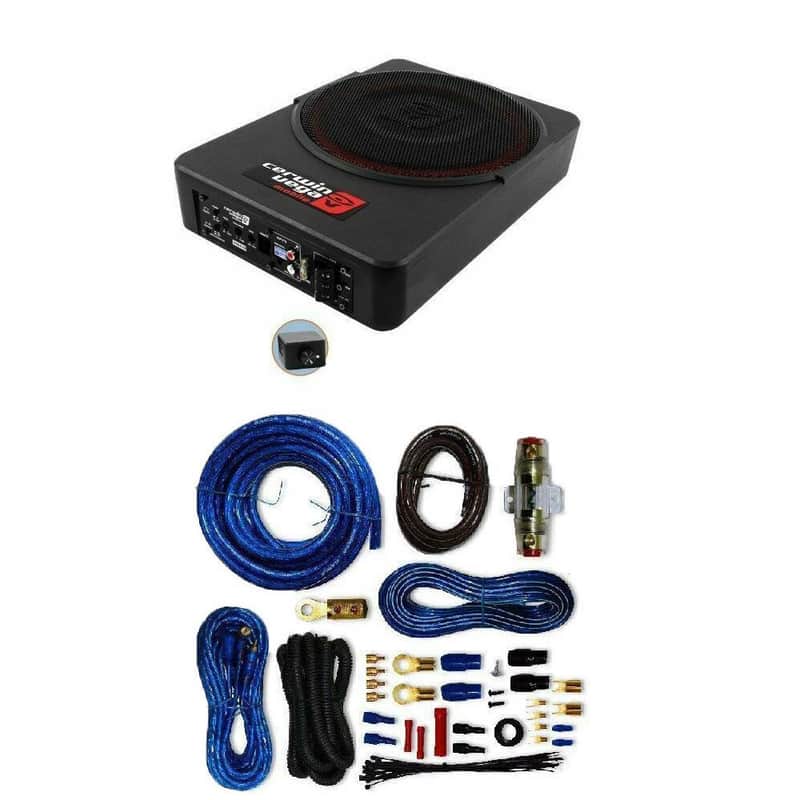 Cerwin Vega Mobile VPAS10 10" Under Seat Powered Car Subwoofer & 4 Gauge AMP Kit image 1