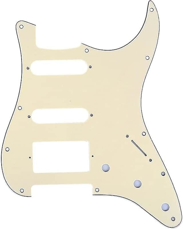 11-Hole Modern Style Strat HSS Guitar Pickguard for American/Mexican Fender Stratocaster Floyd Rose Bridge Cut, 3Ply Cream image 1