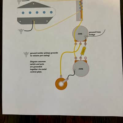 Fender Telecaster 3-way wiring harness upgrade for single coil neck and bridge pickups with 0.033uF paper in oil capacitor free treble bleed circuit image 5
