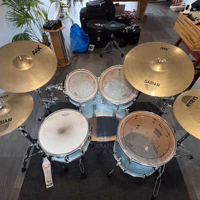Pearl Masters Maple Complete 22" 5-Piece Drum Kit - Ice Blue Oyster + Sabian AAX Cymbals 2019 image 5