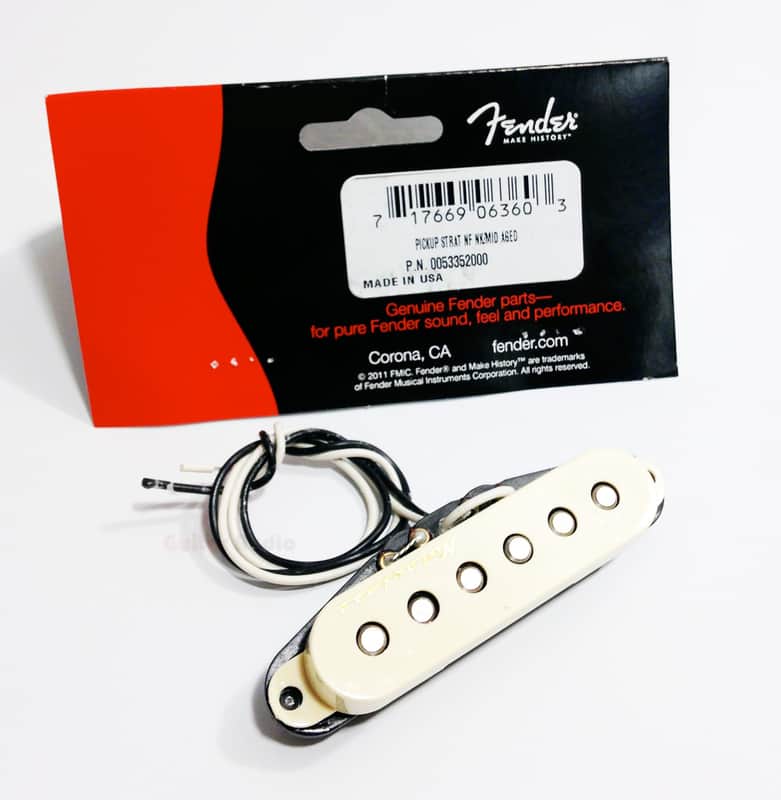 Genuine Fender Stratocaster Vintage Noiseless Neck/Middle Pickup - Aged White image 1