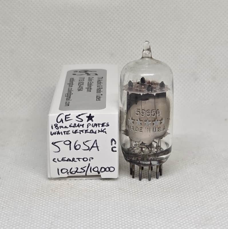 GE 5965A 5★ Star Clear Top Gray Plate Well Balanced (5.8%) Single NOS 12AT7 12AV7 5965 image 1