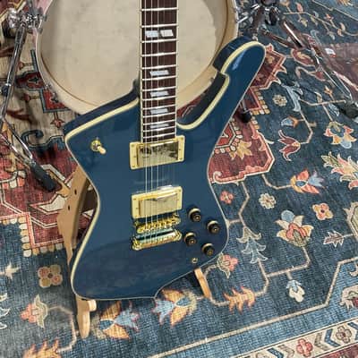 Ibanez Iceman IC420AB Electric Guitar, Antique Blue Metallic image 5