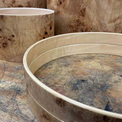 POPLAR MAPPA BURL exotic wood and Maple 7 pcs shell set - 5 ply core shells - Clear gloss polished BEST OFFERS ACCEPTED! image 7
