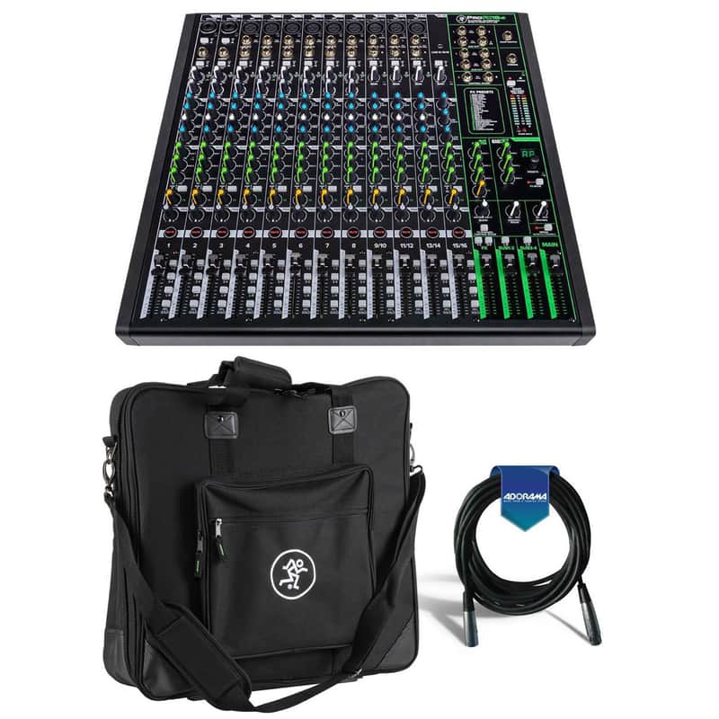 Mackie ProFXv3 16-Channel Professional Effects Mixer with USB + Software Bundle - Bundle With Mackie Carry Bag for ProFX16v3 Mixer, 20' Heavy Duty 7mm Rubber XLR Microphone Cable image 1