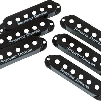 Set of 3 Seymour Duncan Single Coil Strat Pickup Covers - Black with Logo image 1