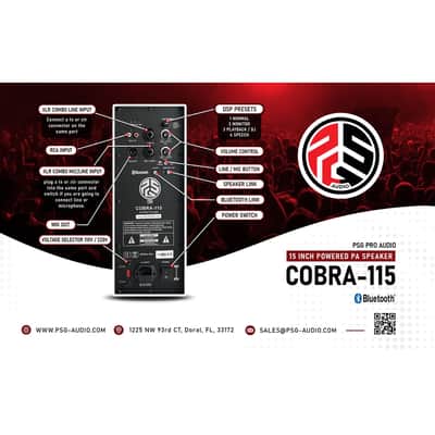 (2) PSG Audio Cobra 15" 2000 Watt, PSG Audio CHAOS 18 2400 Watts Sub, Stands, (3) XLR Cables Bundle image 7