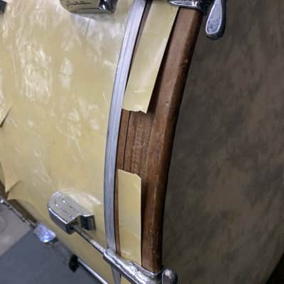 Leedy Vintage Bass Drum 14”x28” 1920’s/1930’s - White Marine Pearl image 10