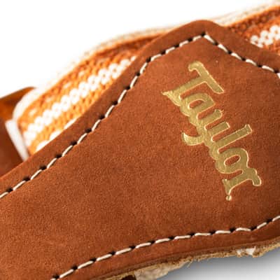 Taylor Guitars 2 Inch Academy Jacquard Leather Guitar Strap in White/Brown image 2