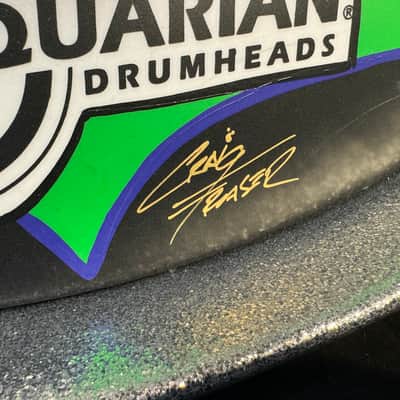 Rikki Rockett's Poison 2022 Stadium Tour DW 6-Piece Drum Set, Green/Silver Sparkle Flame. SIGNED! image 21