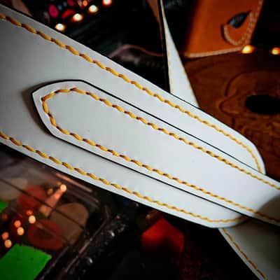 White Wolf - Handmade and hand stitched leather guitar strap [SOLD, MORE MADE TO ORDER] image 4