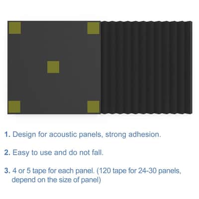 120 Pack Double-Sided Adhesive Tape for Acoustic Soundproofing Foam Panels Strong Pad Mounting, Heavy Duty Wall Adhesive Squares image 3