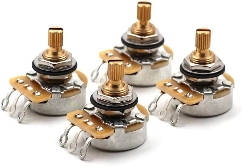 CTS 500k pot, 500k potentiometer guitar potentiometer for volume and tone, short Split Shaft Audio Taper Pots - Set of Four (4X) image 1