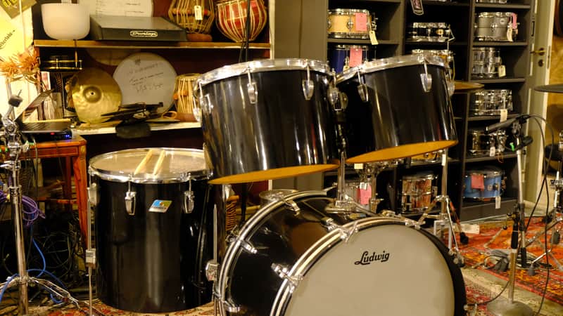 Ludwig Concert toms 22/12/13/16 70s  - Black Cortex image 1