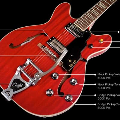 Guild Starfire V - Cherry Red - Semi-Hollow Body Electric Guitar with Case image 7