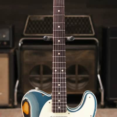 Nash T-63 Double Bound with Bigsby Electric Guitar - Ocean Turquoise Metallic over 2-Tone Burst with Hardshell Case image 4