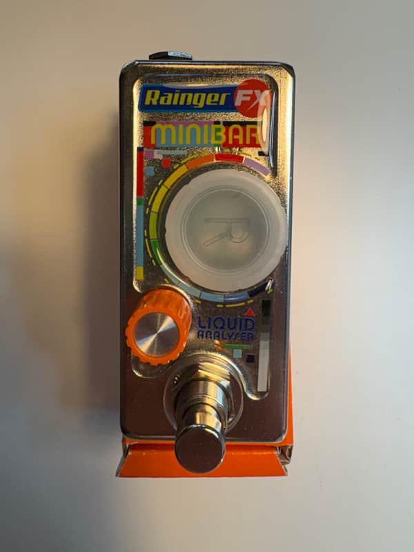 Mint Unused Rainger FX Minibar Liquid Analyser 2020 - Silver Guitar Bass Pedal Contact Lens Technology Based Overdrive image 1