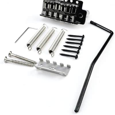 10.5mm Electric Guitar Bridge Black 6 Point tremolo bridge Stainless Steel Vintage Saddles Plate Zinc Alloy Block Compatible with 6 String Start St Electric Guitar Replacement Parts image 2
