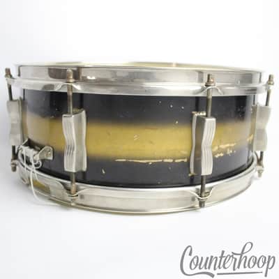 *Ludwig WFL 14x5"Jazz Festival Snare Drum Black/Gold Duco Brass Rims Vintage 50s image 7