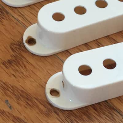 Complete Fender Strat Knobs Pickup Covers Set Light NOS Relic Parchment Green Fonts Numbers image 3