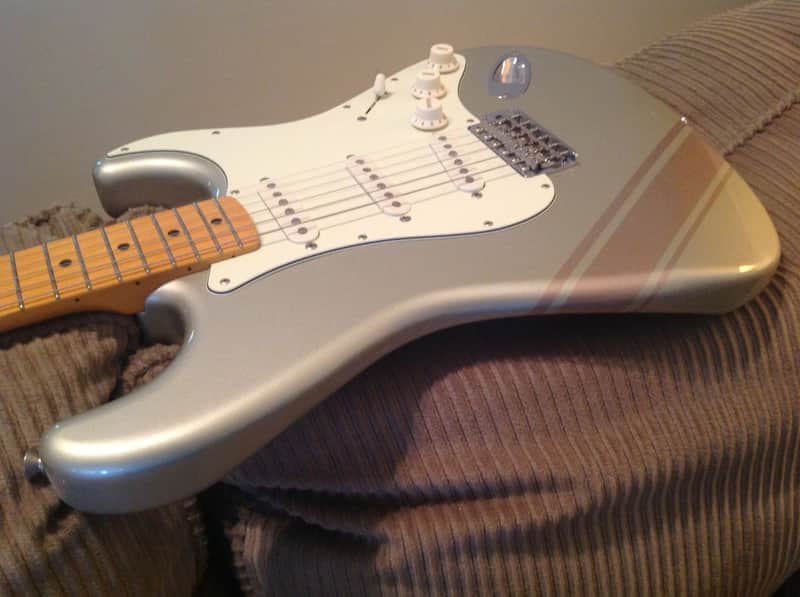 Made in Japan Fender FSR Traditional 50s Stratocaster 2018 - Inca Silver w/ Shoreline Rose Gold Competition Stripe image 1