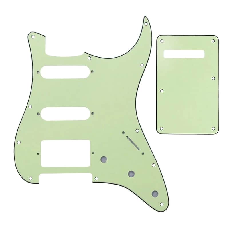 11-Hole HSS Strat Pickguard and Matching Back Plate - 3-Ply Mint Green image 1