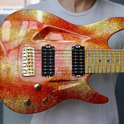 Aristides 080 - Limited Run Gold/Red Sparkle Madness - Bare Knuckle Pickups Juggernaut image 2