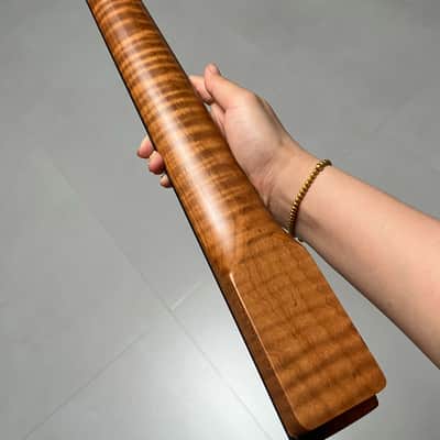 AAAAA Tele Ebony Fretboard Roasted flame Maple Electric Guitar Neck Radius 12inch Round stainless steel 22 frets hole 10mm Radius: 12 inches image 2