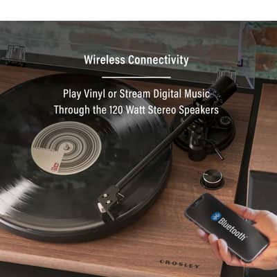 Crosley C62C 2 Speed Bluetooth Turntable Record Player with Built-in Speakers, Walnut-NEW image 6
