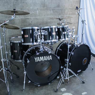 Yamaha Tour Custom Double Bass Drum Set (1985–1988) – Made in Japan – Solid Black image 3