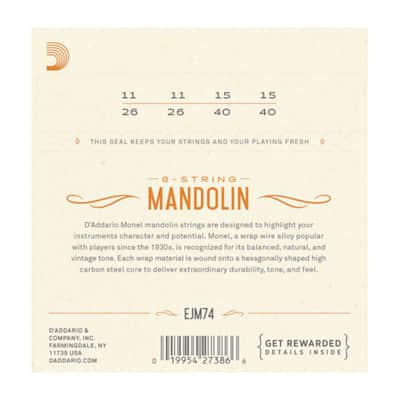 D'Addario EJM74 Monel Mandolin Strings; 8-String set loop end 11-40 image 2