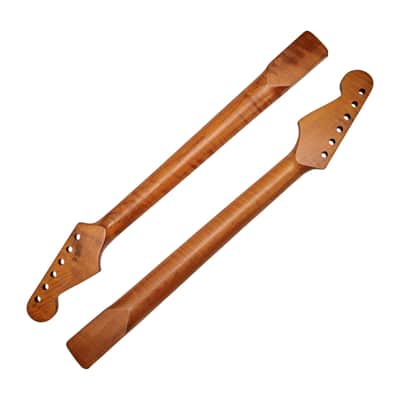 Strat Style neck Roasted maple with rosewood fretboard (Nitro Satin) - Light flame and round end frets image 2