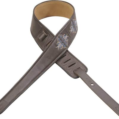 Levy's Guitar Strap MG62E05-DBR, 2.5' Tapering to 1' Garment Leather, Dark Brown image 2