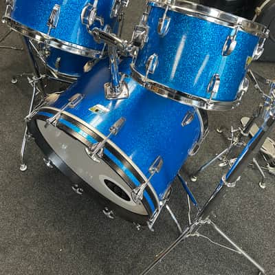 Vintage Ludwig Blue Sparkle 1970s Drum Set 22/16/13/12/8/6 w/ Atlas Stands and Extras #2555 image 2